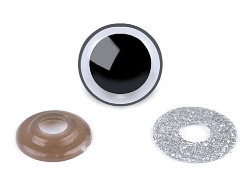 GLITTER SILVER MASCOT EYES 20mm MEDVEĎ