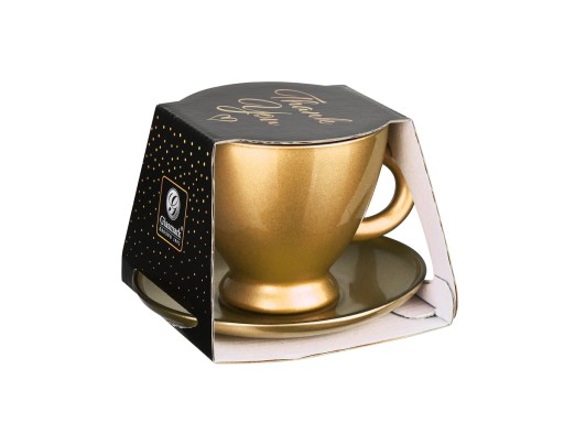 Šálka na kávu, čaj 230ml Zlatá metalíza SET