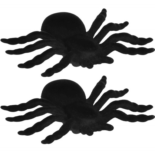 HALLOWEENSKÉ PAVÚKY UMELÉ ČIERNE 10 cm 2ks OZDOBENIE PAVÚK OZDOBA x2