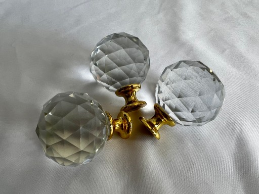 Krištáľový gombík, 40 mm rukoväť, zlatá noha