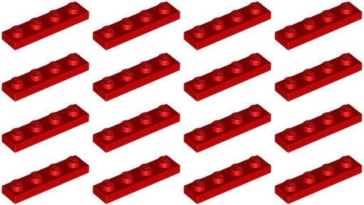 LEGO 3710 TANIER 1x4 červený NOVINKA (10g) 16 ks.