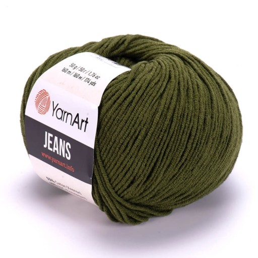 YARNART JEANS 82 armádna zelená priadza