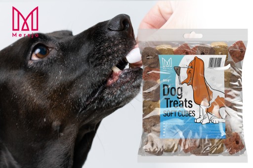 MÄSO TRÉNERI DOG TREATY TREATY ODMENA MERSJO MIX KOCKY 500g