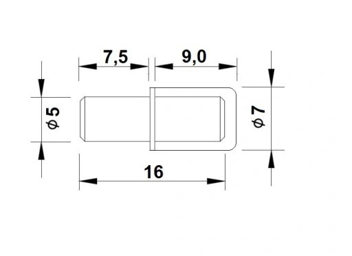 100x FI 5MM KOVOVÁ PODPORKA PRE POLIČKU S GUMA