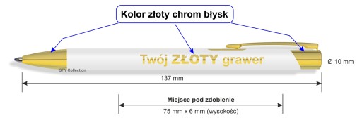 COMMUNION GOLDI soft touch pero v puzdre Vaše GOLD chrómové gravírovanie GZD20