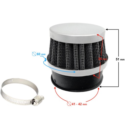 VZDUCHOVÝ FILTER KUŽEL Vreckový TUNING 41-42mm