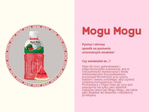 Mogu Nata de Coco Drink s kúskami kokosového želé s príchuťou vodného melónu 320 ml