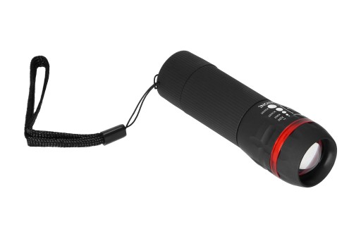 Virone Batériová ručná mini LED baterka 1W 60lm Zoom + Lanyard 30m Black