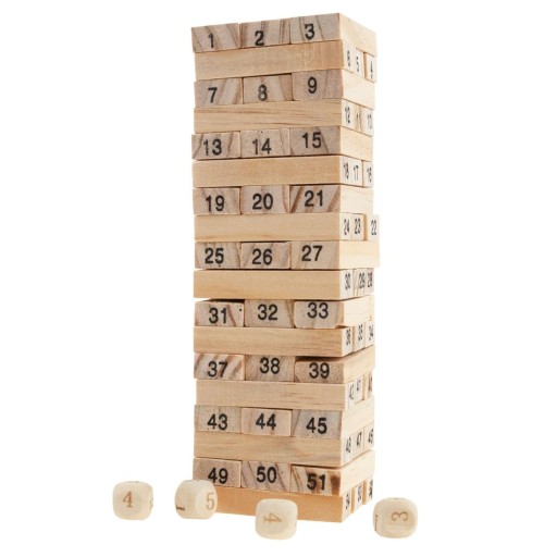 DREVENÁ HRA SPOLOČENSKÁ HRA WOBKING TOWER 54 prvkov náučných