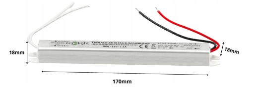 Nábytkový zdroj pre LED lišty na nábytok SLIM 18W 12V DC 1,5A