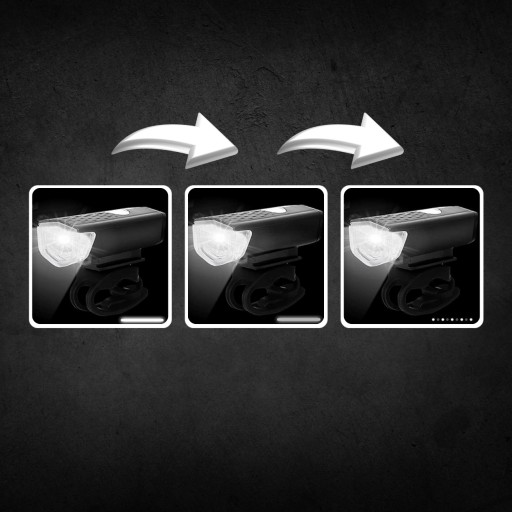 LED CYKLISTICKÁ LAMPA NA BICYKEL, NA RIADTIKÁ, VÝKONNÁ, NABÍJACIA, USB + ZADNÁ