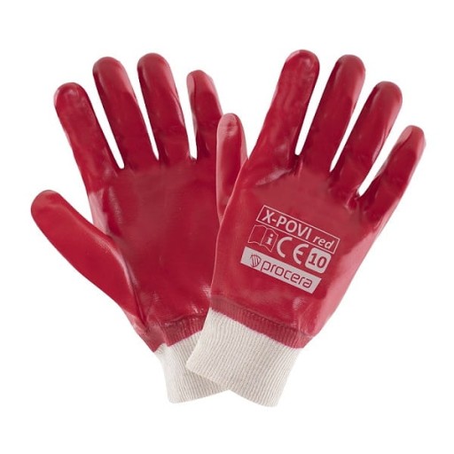 X-POVI RED PVC ochranné pracovné rukavice Vodotesné flexibilné CE
