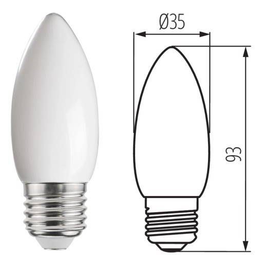 KANLUX LED žiarovka na sviečku E27 s veľkým závitom 6W=60W teplá biela 2700K