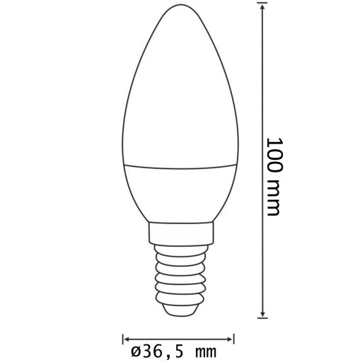 3x LED žiarovka E14 C37 4,7W = 40W 470lm 4000K neutrálna mliečna TOSHIBA