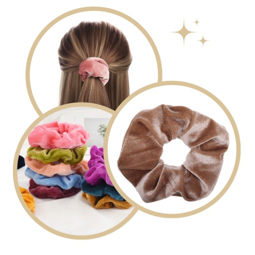 VELÚROVÉ scrunchie na vlasy béžové VEĽKÉ XXL módne scrunchie POHODLNÉ