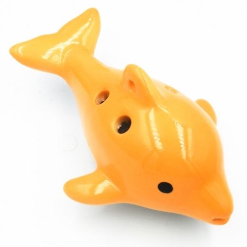 mini OCARINA, keramika, pomaranč, delfín, 6 otvorov, úchyty, tóny ocarina
