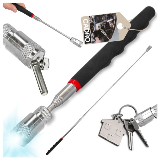 MAGNETICKÝ GRIPPER LED baterka, teleskopická 68 cm, inšpekčný magnet