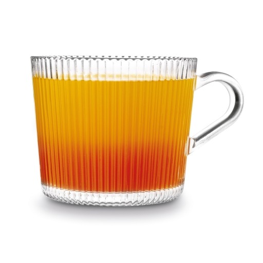 Veľký SKLENENÝ hrnček NA KÁvu, čaj, dekoratívne sklo na nápoje, PRUHOVANÝ, 400ml