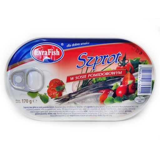 Šproty v paradajkovej omáčke, konzerva EvraFish 170g