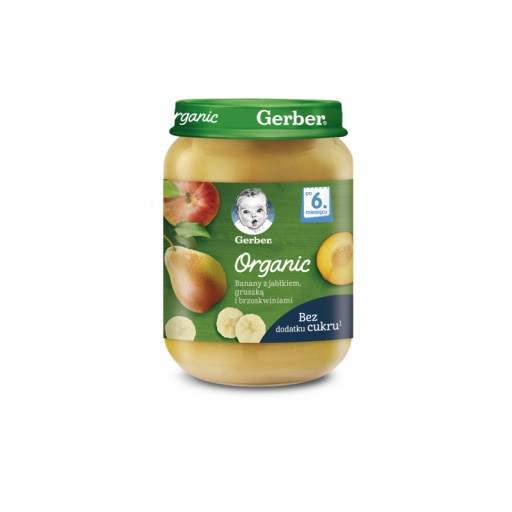 GERBER BIO Banánový dezert s jablkom, hruškou a broskyňami 190g