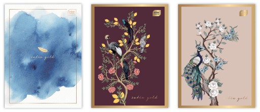 Zápisník A4/60 Mriežka 70g Birds Satin Gold Interprint
