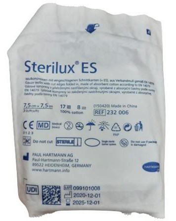 HARTMANN Sterilux ES 7,5 x 7,5 cm 3ks sterilné 17n 8w