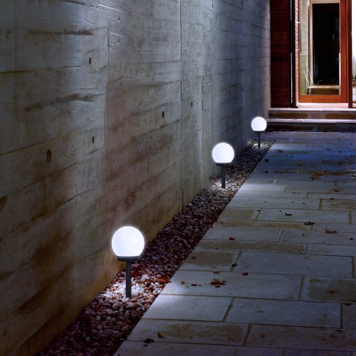 LED SOLÁRNA ZÁHRADNÁ LAMPA BIELA GUĽA 10cm