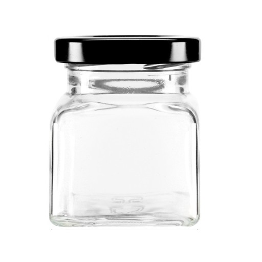 Bezfarebná sklenená dóza na štvorcové sviečky, 120 ml