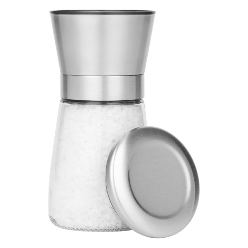 KERAMICKÝ MLÚČEK NA MLETIE SOĽI, PAPRÍ, KORENIA, 180ml, POUZDRO INOX