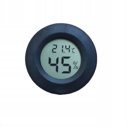 Okrúhly LCD CO2 Teplomer Hygrometer Terárium Akvárium Meteostanica