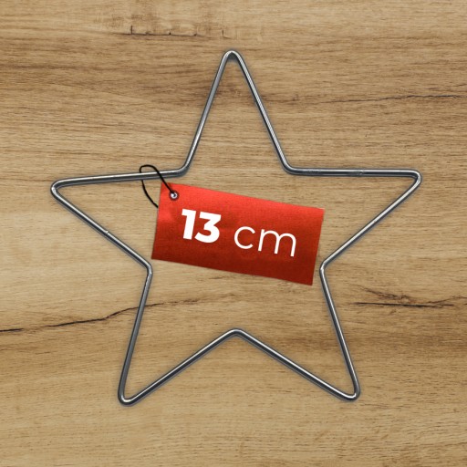 Kovová hviezda STRIEBORNÁ 13 cm s drôteným podstavcom