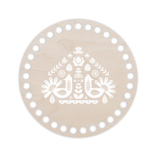 BSZ34-UV Podstavec košíka - potlač, kruh 15 cm - Folk bi