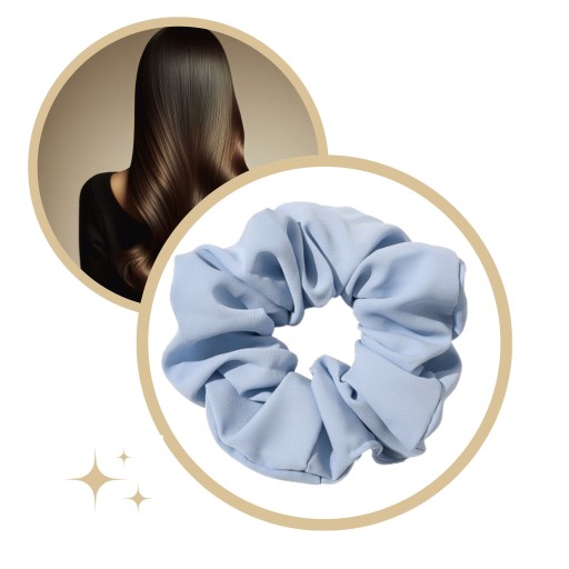 Vlásenka LIKE SILK scrunchies, modrá, BEZPEČNÉ froté, LARGE XXL