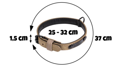 Obojok pre MALÉHO PSA, HRUBÁ eko koža, 25-32 cm S