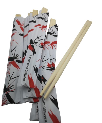 Bambusové paličky na sushi v bielej obálke, 21 cm, 100 ks.