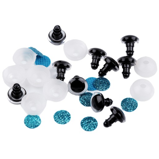 GLITTROVÉ TYRKYSOVÉ MASKOTY OČI 12 mm