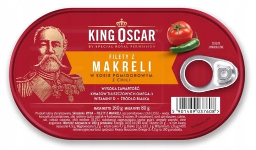 MAKERELOVÉ FILETKY V RAJČAKOVEJ A CHILI OMÁČKE 160g KRÁL