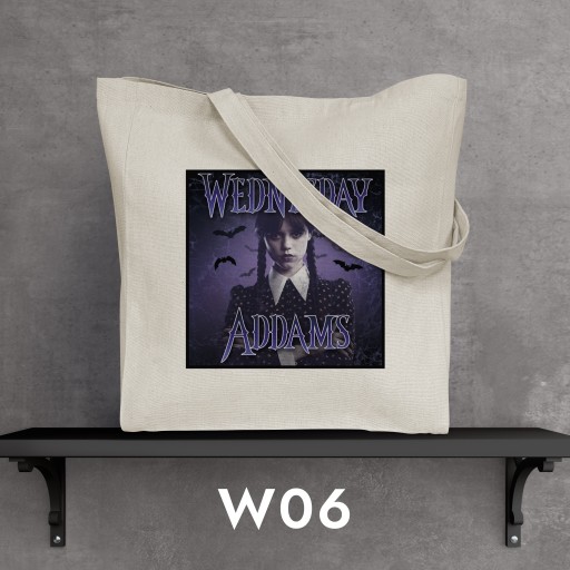 WEDNESDAY ADDAMS ECRU Bavlnená nákupná taška