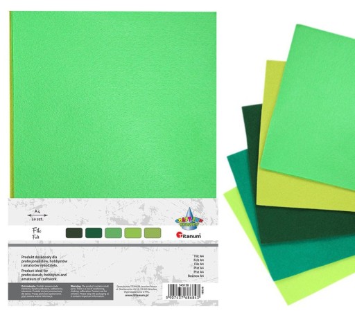 Dekoratívna plsť GREEN MIX 10 listov A4 Titanium