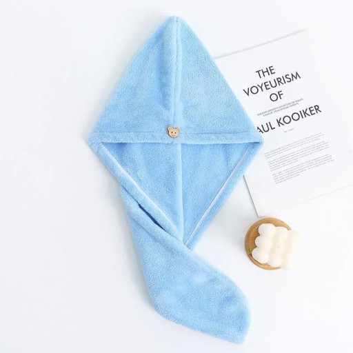 UTERÁK NA SUŠENIE VLASOV Čiapka, hlava, UZÁVIERKA BEAR, Microfiber Blue