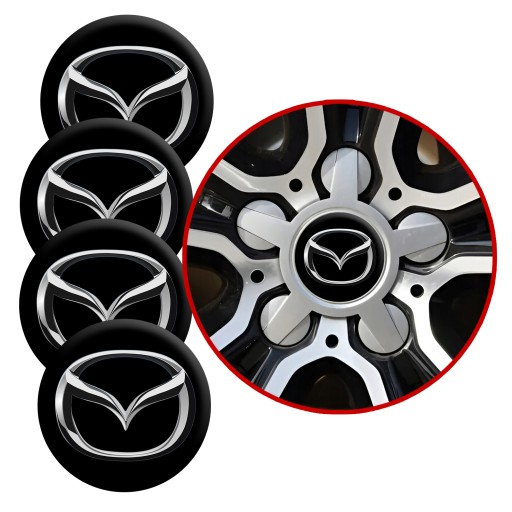 4 Emblémy Stredy ráfikov Kryty kolies Kolesá MAZDA SET TOP 53 mm