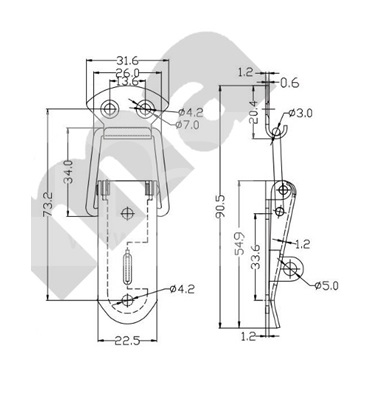 Hrudný zámok XLJ104 nikel 90x32mm, hasp