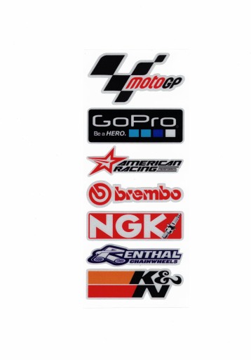 NÁLEPKY NA MOTOCYKEL GOPRO NGK BREMBO MOTOGP