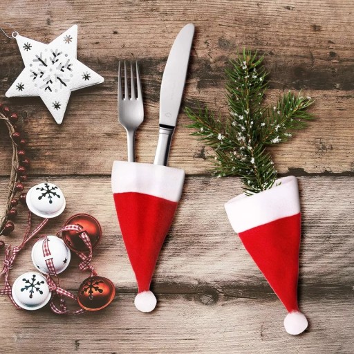MINI SANTA ČIAPKA, DEKORÁCIA FĽAŠIE, PRÍBORY