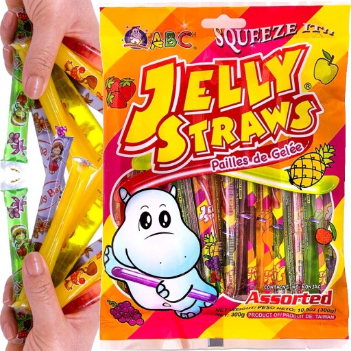 Ovocné želé v tube TikTok ŽELÉ SLAMKY 300g ABC FUNNY HIPPO