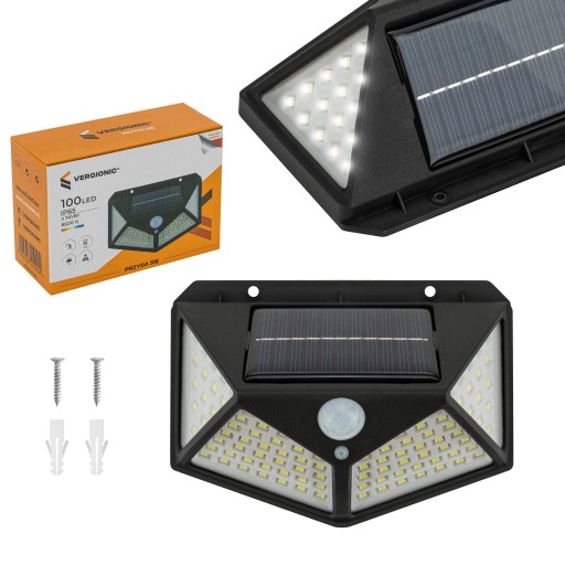 SOLAR LAMPA SÚMRAK SNÍMAČ POHYBU 100LED 600lm