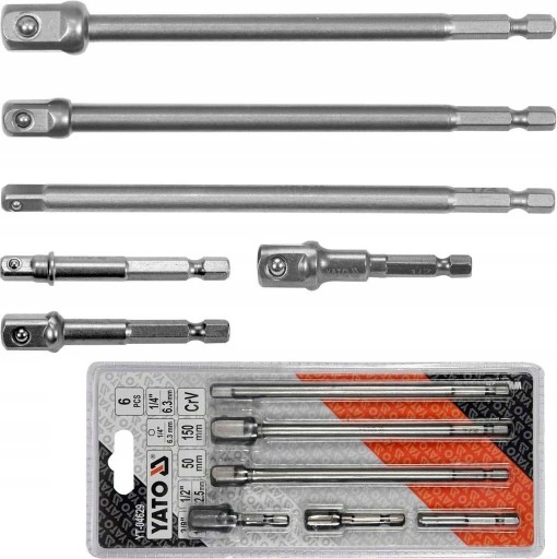 YATO ADAPTÉRY HEX REDUKCIE PRE ZÁSUVKY 1/4 3/8 1/2 5cm, 15cm