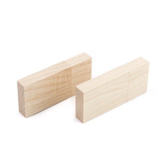 Široký drevený prívesok Svetlé drevo - javor 2 GB USB 2.0 + GRAVÍROVANIE LOGA