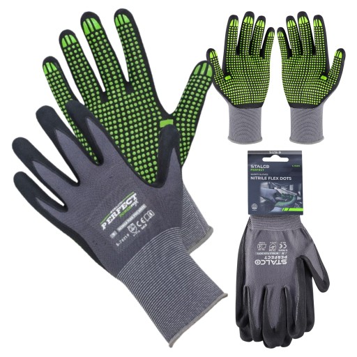 OCHRANNÉ PRACOVNÉ RUKAVICE NITRIL FLEX DOTS NITRILOVÉ rukavice R.10 XL