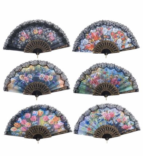 ŠPANIELSKÝ VENTILÁTOR RÔZNE VZORKY GEJŠA ELEGANTNÉ